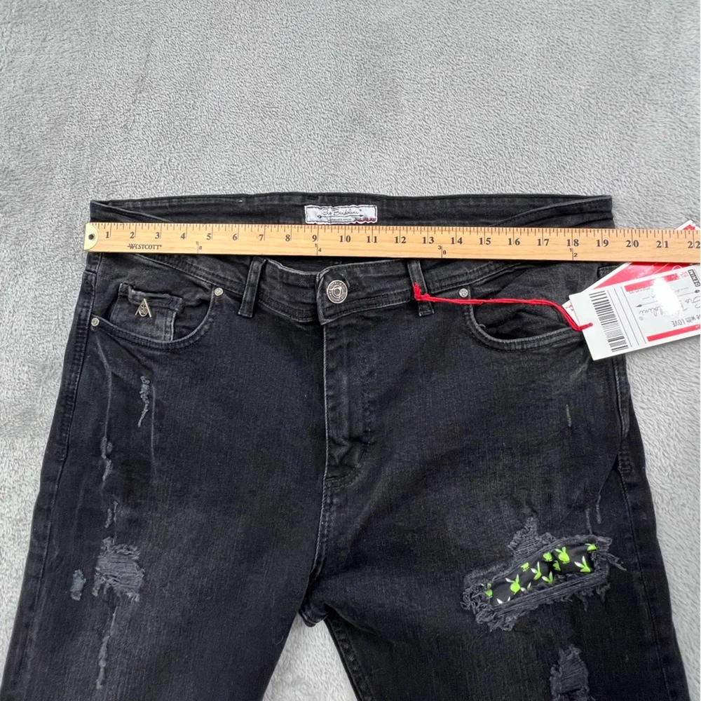 NEW Gio Bardolini Esteban 38‎ x 32 Black Distressed Denim Jeans